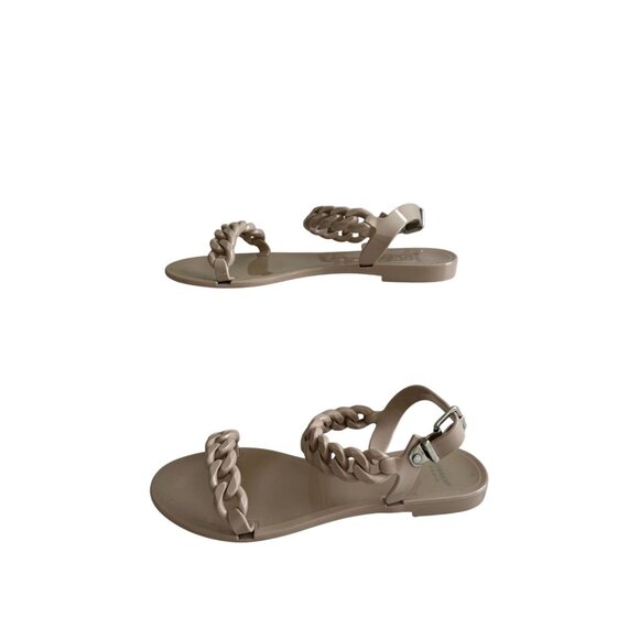 GIVENCHY Beige Nea Jelly Chain Sandals Flats Size 37 / US 7 - Picture 3 of 8